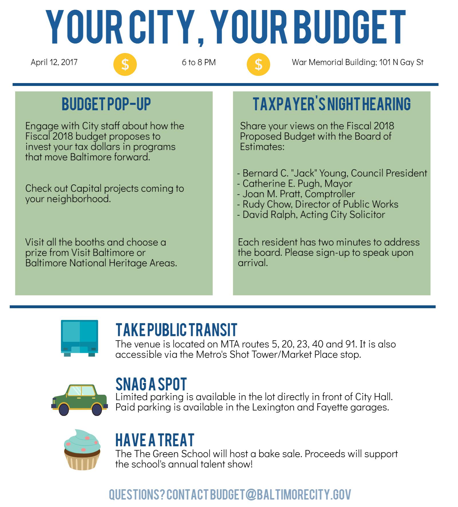 FY18 Budget Pop-Up & BOE Taxpayer's Night